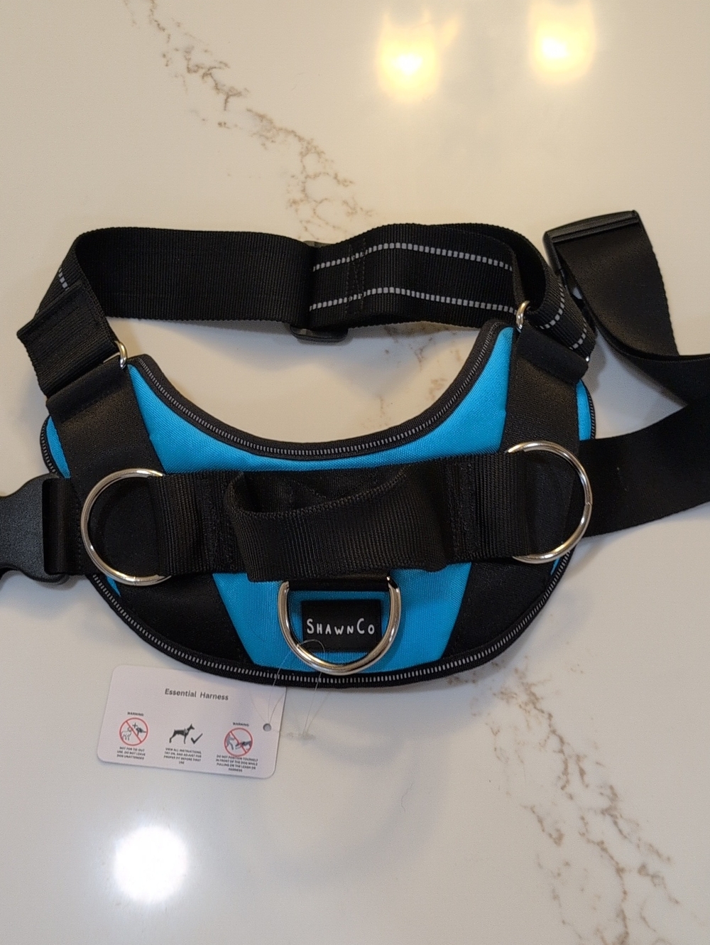 NEW Turquoise & Black Adjustable dog harness